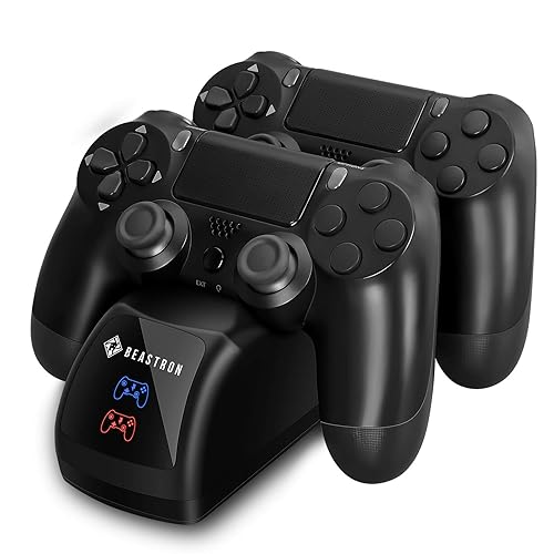 Beastron Dual USB Charger Station Dock for Sony PS4 Controller, Dual Charging Back Stand Docking Station with LED Light Indicator, Compatible