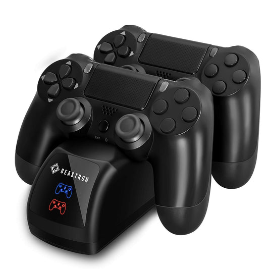 Beastron Dual USB Charger Station Dock for Sony PS4 Controller, Dual Charging Back Stand Docking Station with LED Light Indicator, Compatible