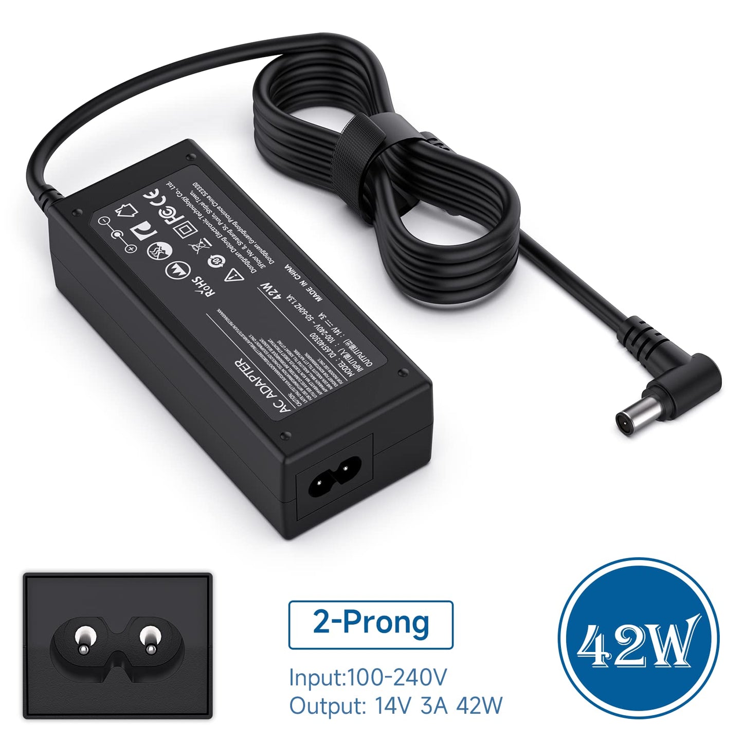 14V Power Cord Monitor TV for Samsung Monitor SyncMaster S22C300H P2770 SA350 UE590 UN22F5000AF S22C300H Samsung 18" 19" 20" 22" 23" 24" 27" Adapter…