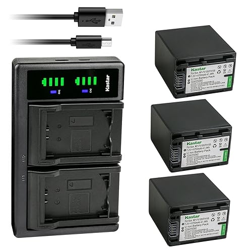 Kastar 3-Pack Battery NP-FV100 and LTD2 USB Charger Compatible with Sony NP-FV30 NP-FV40 NP-FV50 NP-FV70 NP-FV70A NP-FV90 NP-FV100 Battery, Sony