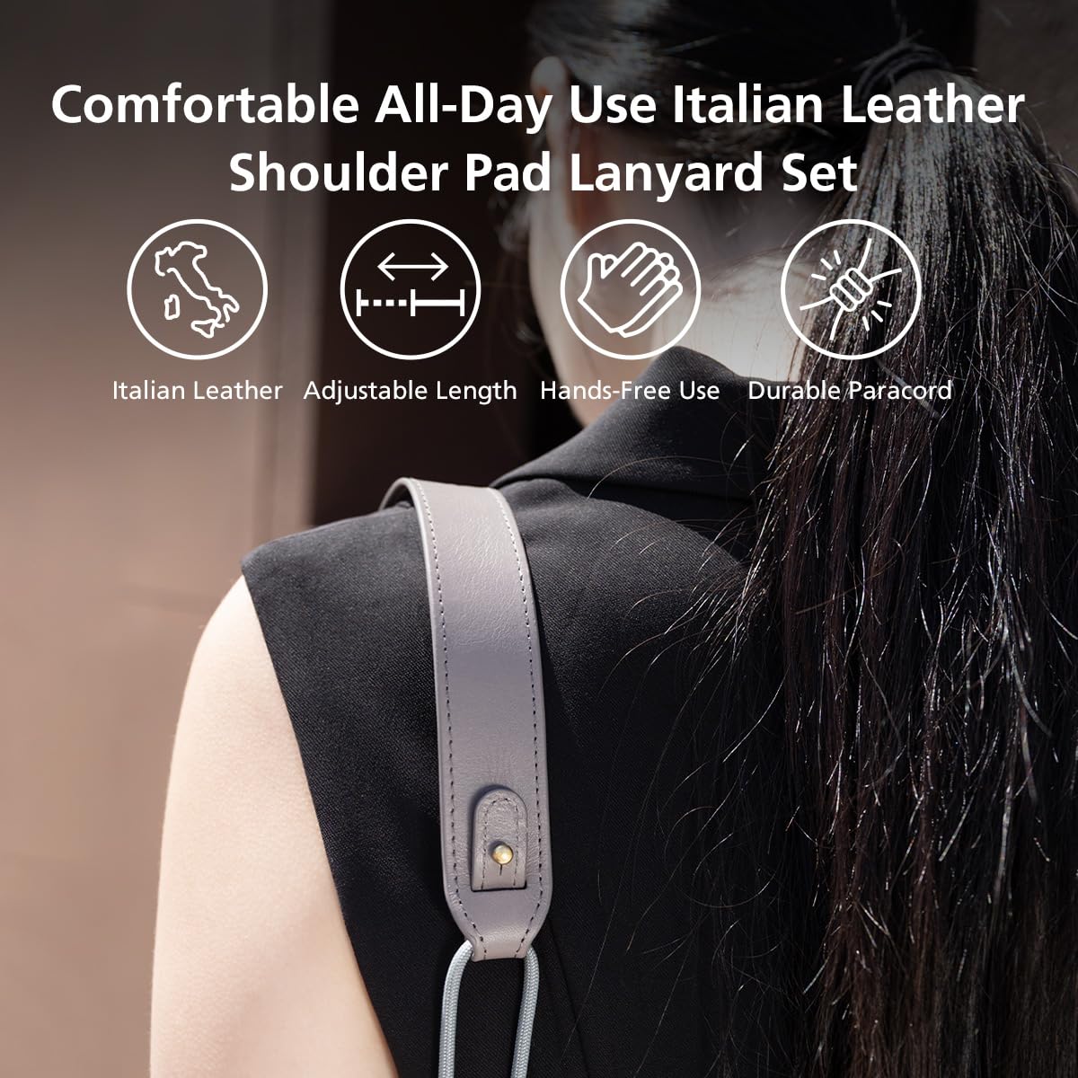 alto Universal Cell Phone Crossbody Lanyard Shoulder Pad Set, Detachable Patch, Adjustable Nylon Strap with Italian Leather Pads for iPhone