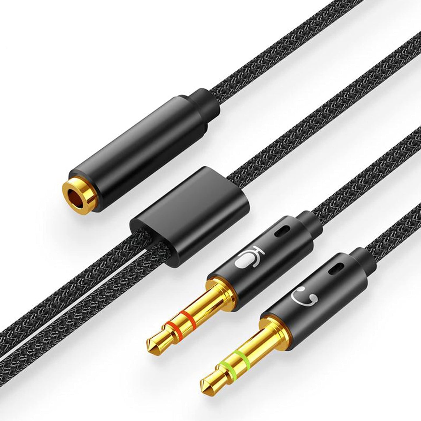 HIEbee 2 in 1 3.5mm Headphone Splitter Adapter (Microphone + Audio) Female to Male&Male to Female Stereo Jack Y Cable Compatible for PS4,PS5,Nintendo