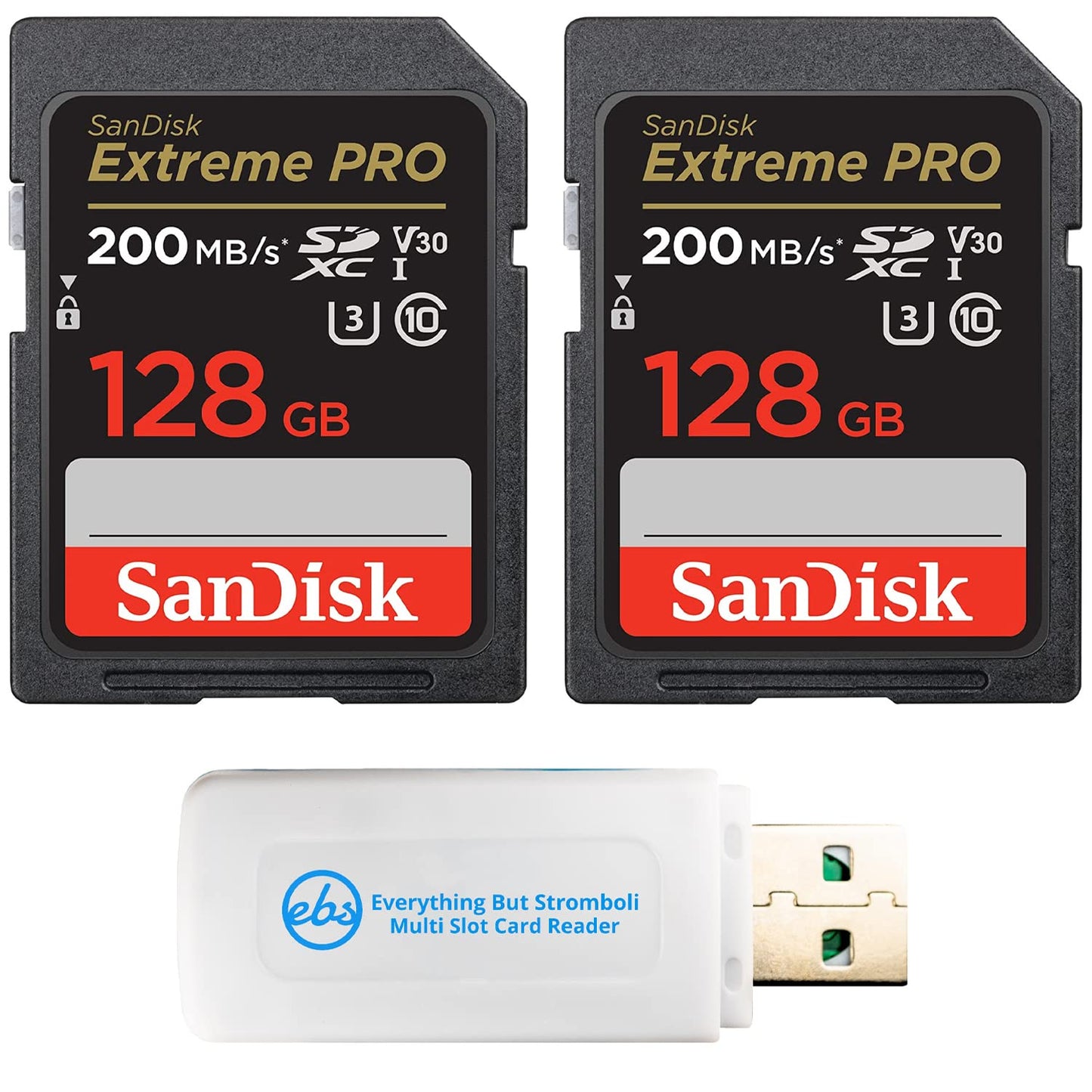 SanDisk 128GB SD Extreme Pro Memory Card (Two Pack) Works with Nikon D3500, D7500, D5600 Digital DSLR Camera (SDSDXXD-128G-GN4IN) Bundle with (1)