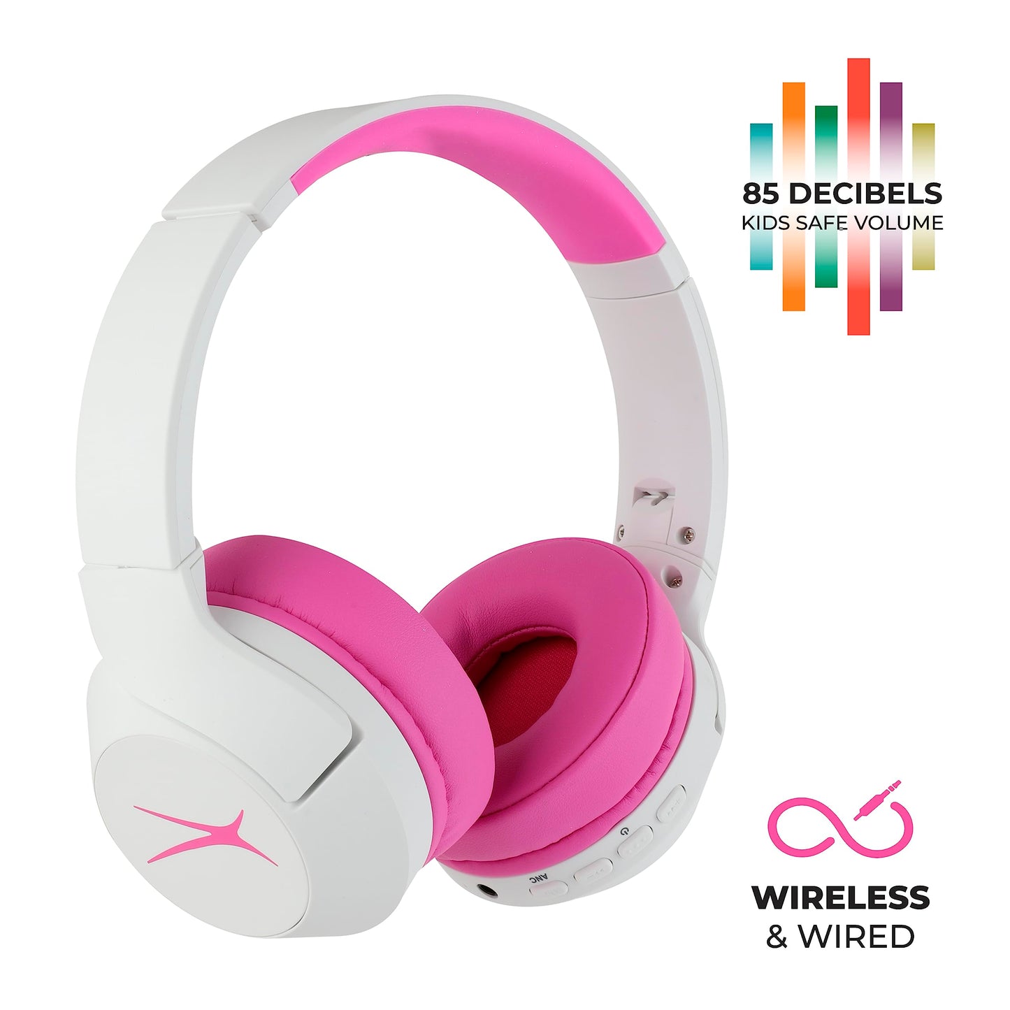 Altec Lansing Kid Safe Noise Cancelling Wireless Headphones 15H Battery, 85dB Volume Limit, Foldable Design Powerful Sound, Active Noise Cancellation