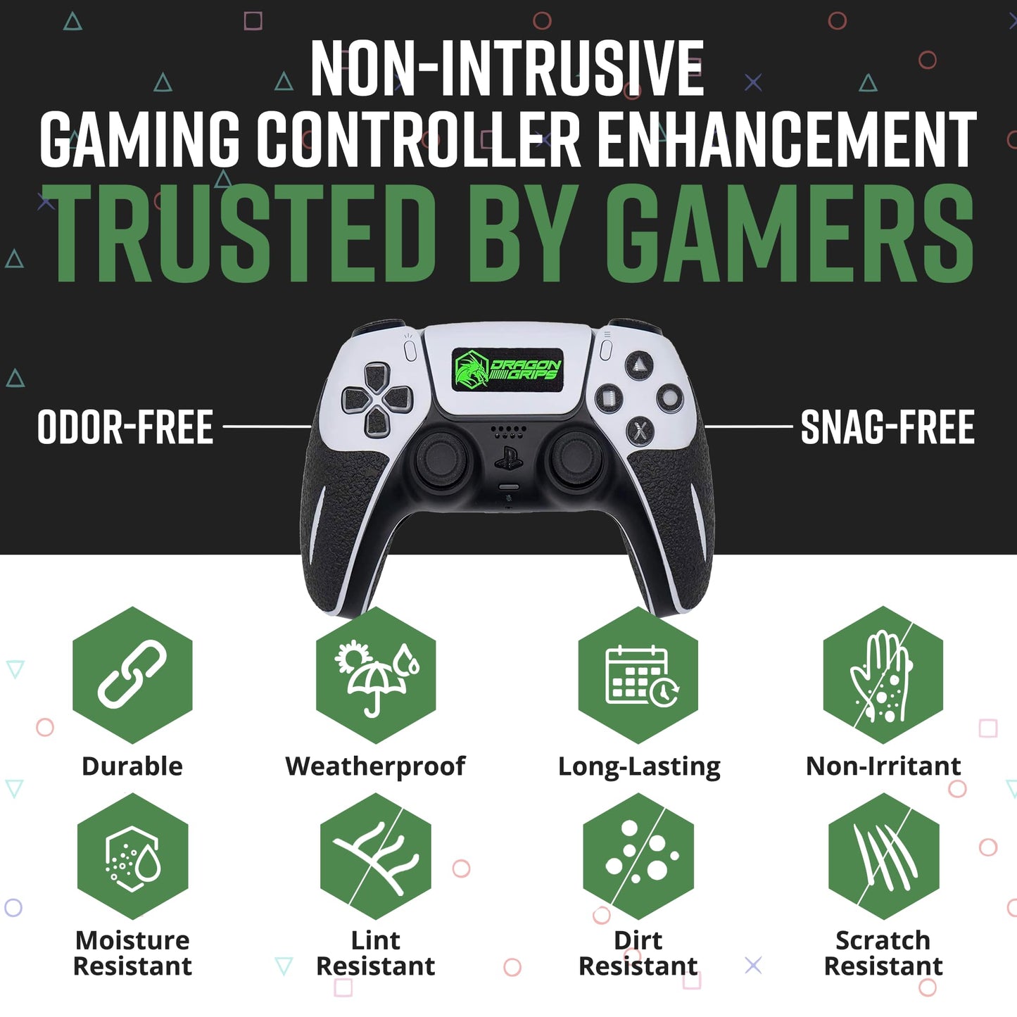 Dragon Grips PS5 Controller Grip, 22 Pcs Black Textured Non-Slip Rubber Controller Grips Stickers, Perfectly Fit to Any Handles, Trigger Buttons