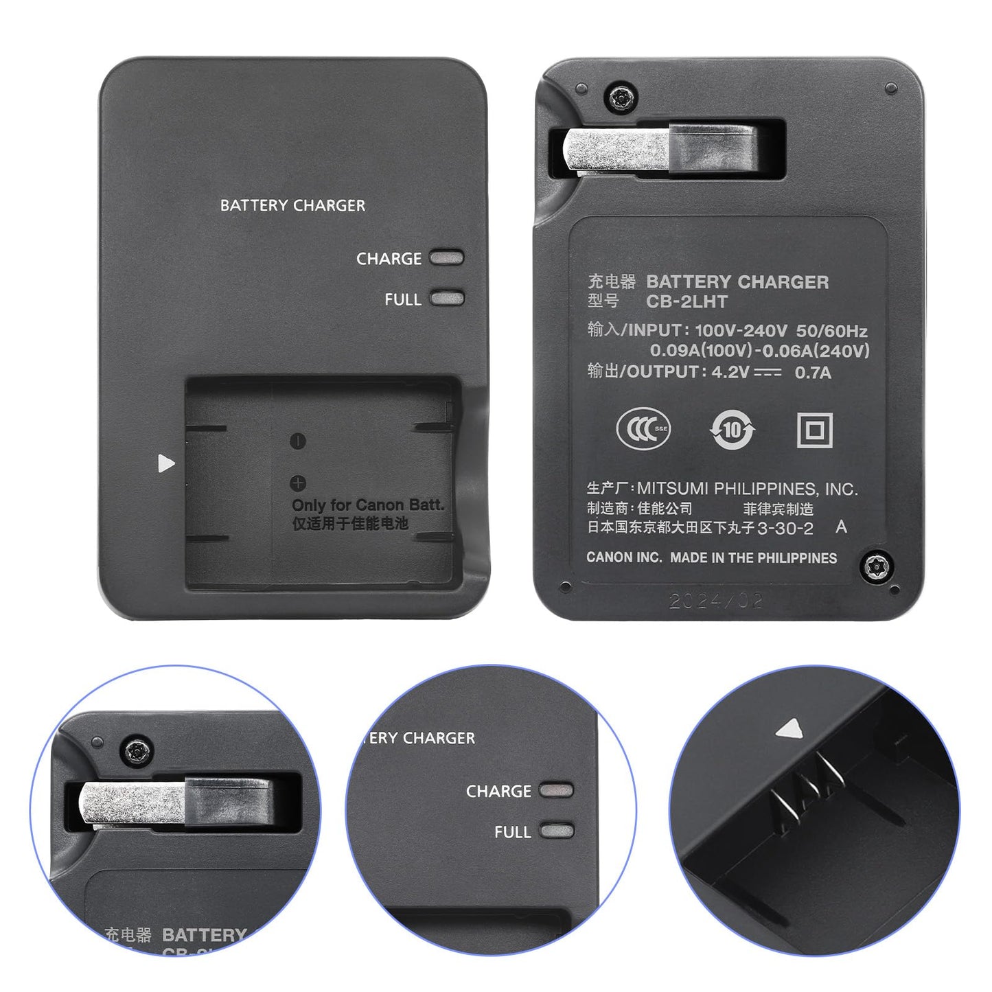 NB-13L CB-2LH CB-2LHT Wall Quick Battery Charger Compatible with Canon PowerShot G7X G7X Mark II III G9X G9X Mark II SX620 SX720 SX730 SX740 HS G1X G1