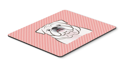 Caroline's Treasures BB1220MP Checkerboard Pink White English Bulldog Mouse Pad, Hot Pad or Trivet for Home Office Gaming Working Computers Laptop