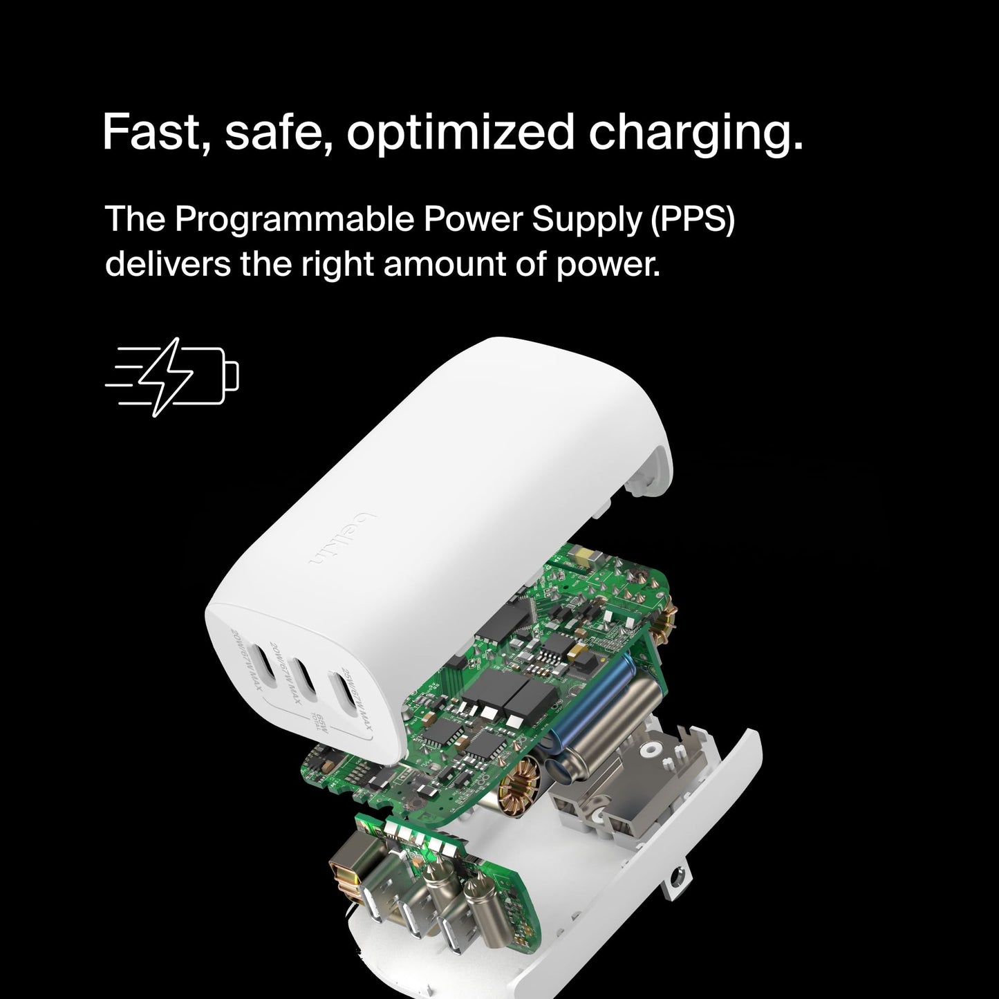 Belkin 3-Port USB C Charger Block 67W - PPS, USB-C PD 3.1 Enabled Fast Charging Charger for iPhone 17, MacBook Pro, AirPods, Samsung Galaxy S25