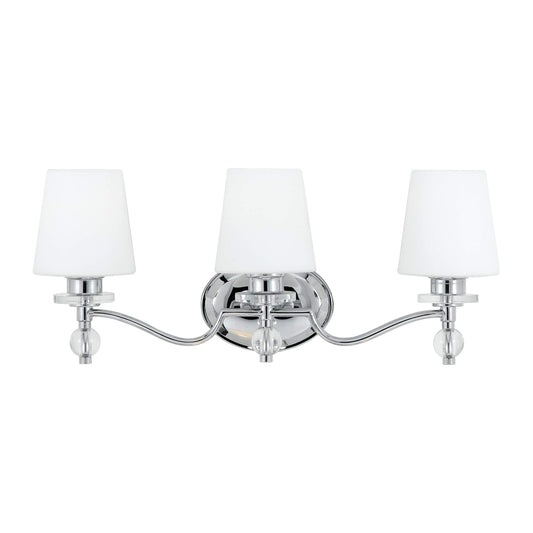 Quoizel Hollister 23" 3-Light Vanity Light, Polished Chrome Bathroom Fixture, Opal Etched Glass Shades, Classic Wall Mount for Over Mirror