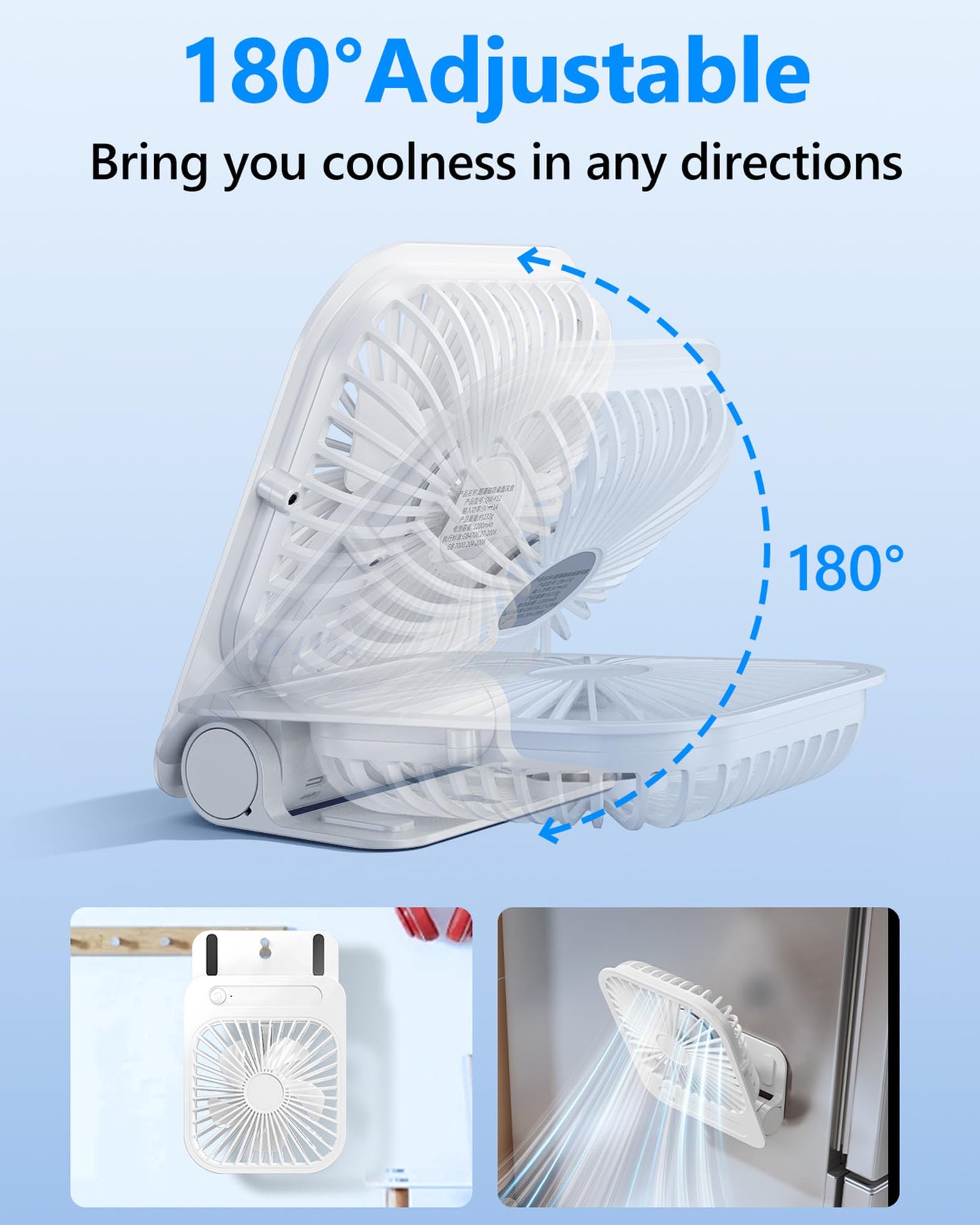 scenein Usb Small Wall Mount Fan with Magnetic Base for Cruise Ship Cabin