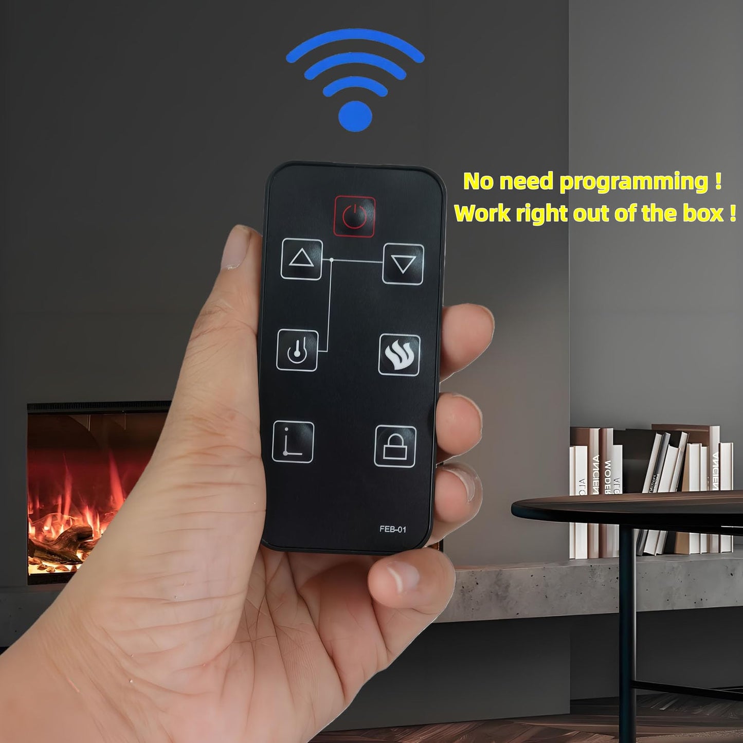 Replacement Remote Control for FEBO Flame Electric Fireplace Remote Controller E3001 ZHS-30-B 384-15A-20-13E F18-I-008-018C F15-I-005-009 15IN-23-100