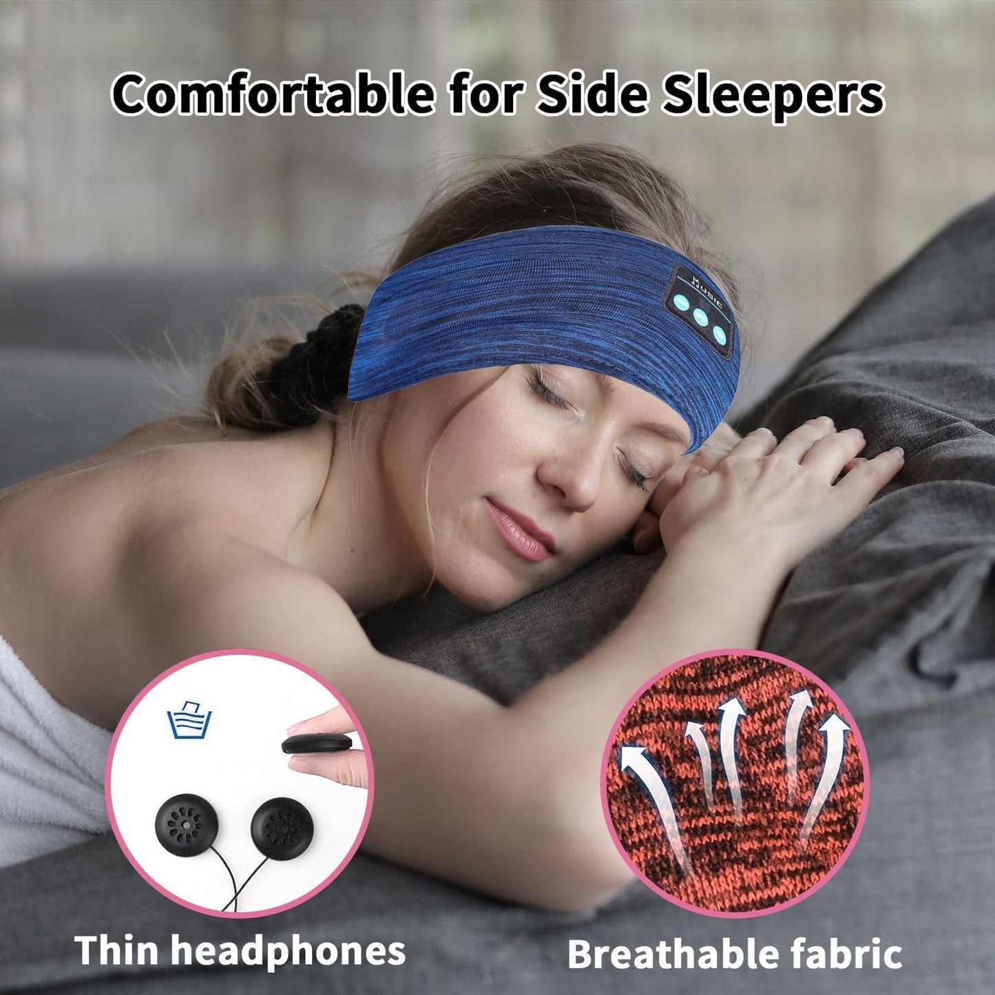 SANNWEEN Bluetooth Headphones, Sleep Headphones Headband Wireless for Sleeping Side Sleepers - Adjustable Sleep Headphone, and Bluetooth Headbands…