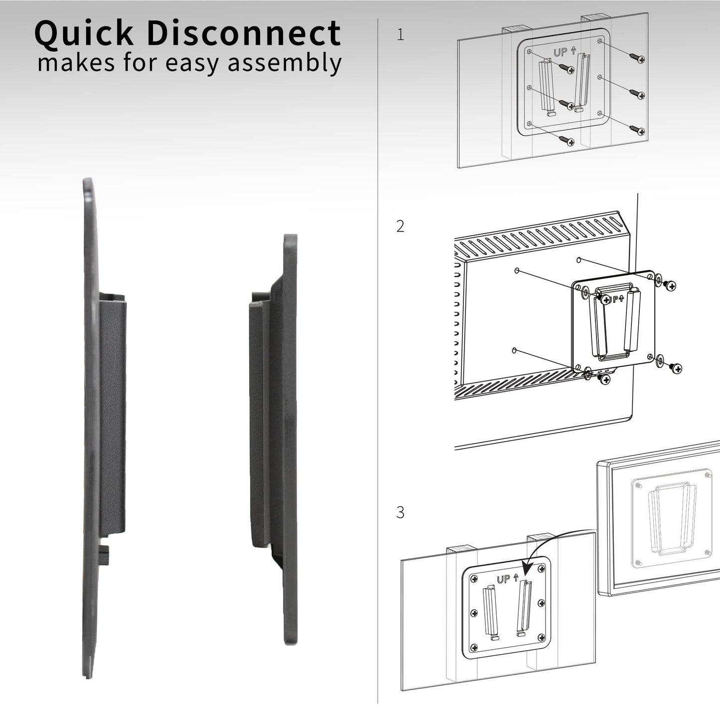 VIVO Anti-Rust Quick Release Plastic Polymer RV TV Mount Set for Screens up to 43 inches and 30 lbs, Low Profile, 2 Wall Plates 1 VESA Bracket,