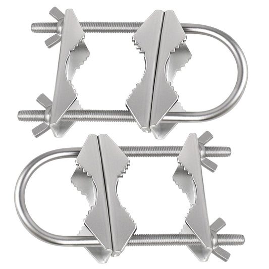 Dual Antenna Mast Clamp, Galvanized Iron U-Bolt Mounting Bracket for Antennas, Surveillance Poles, Outdoor Equipment, and Flagpoles 2PCS
