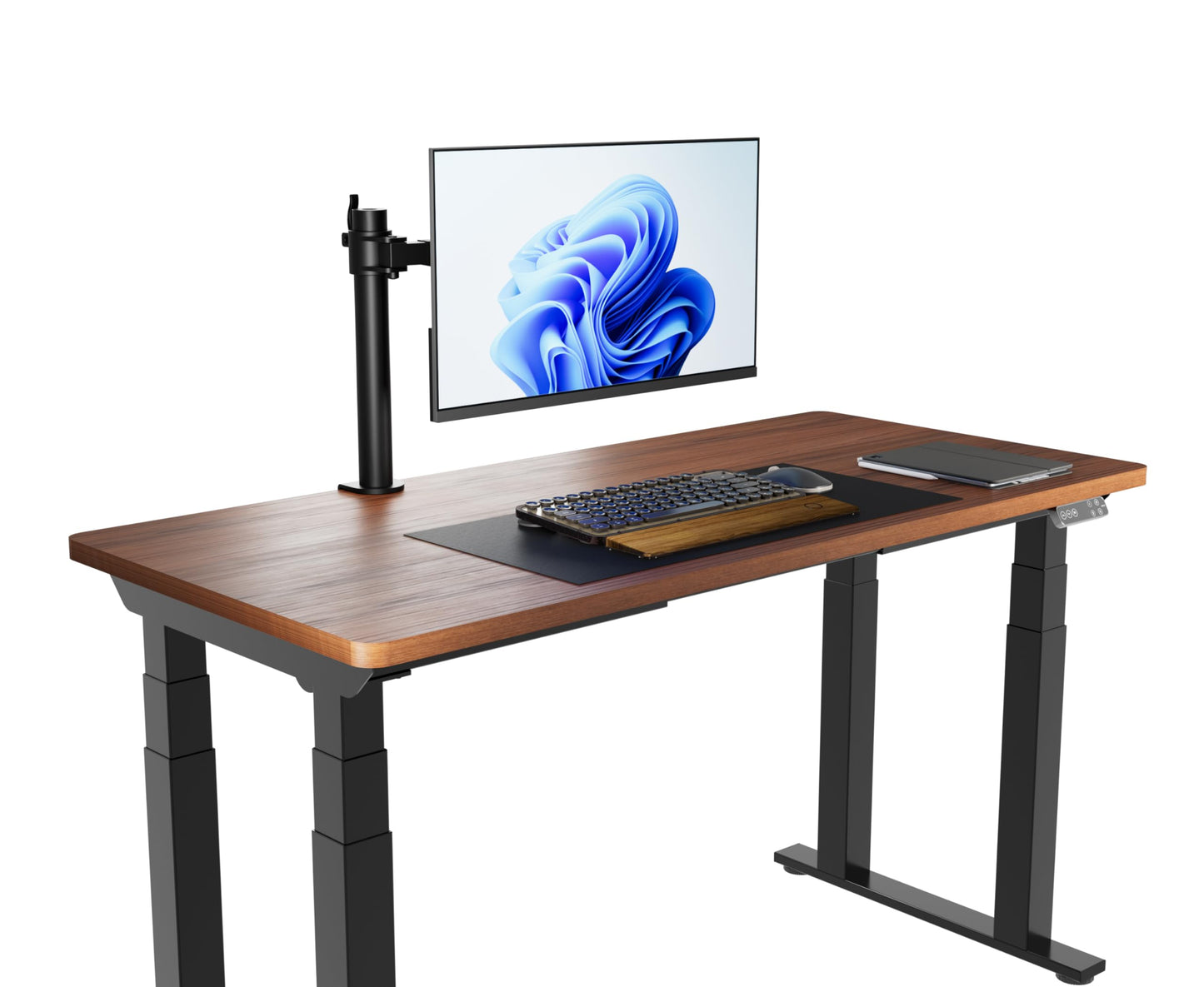 Amazon Basics Single Computer Monitor Stand with Cable Management, Height Adjustable VESA Desk Arm Mount, Fully Adjustable Tilt and Rotation, Steel