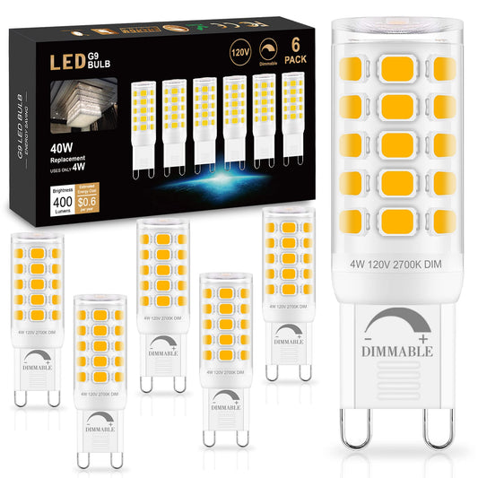 Sailstar Dimmable G9 LED Bulb 4W (40 Watt Equivalent) Halogen 6 Pack 2700K