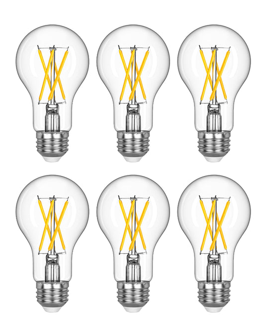 EDISHINE Dimmable A19 Edison Filament LED Bulbs, 4000K Cool E26 6-Pack
