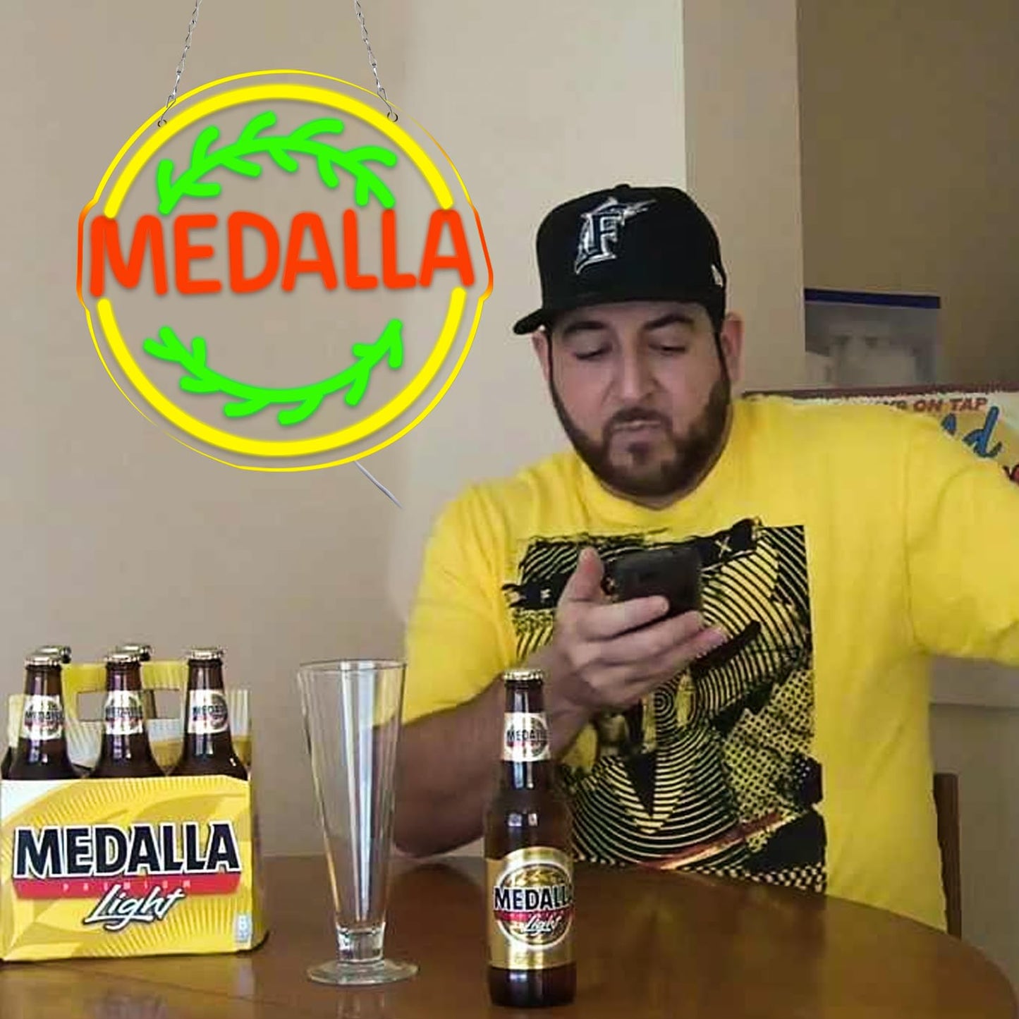 WonderfulLife Beer Light Neon Signs for Medalla in Bar Pub Club or Garage,Bright Led Light for Home Bar and Man Cave Decor,Wall Art Lighting