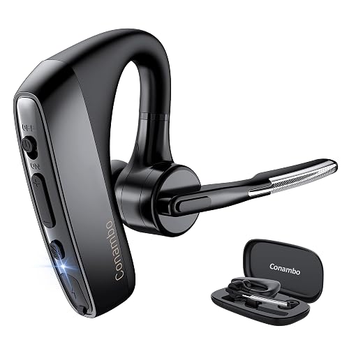 Conambo K18 Bluetooth Headset V5.1, Wireless Headset with Dual Mic CVC8.0 Noise Canceling Hands Free Bluetooth Earpiece for Trucker Work Cell Phone