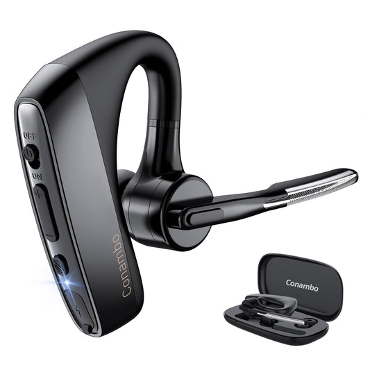 Conambo K18 Bluetooth Headset V5.1, Wireless Headset with Dual Mic CVC8.0 Noise Canceling Hands Free Bluetooth Earpiece for Trucker Work Cell Phone
