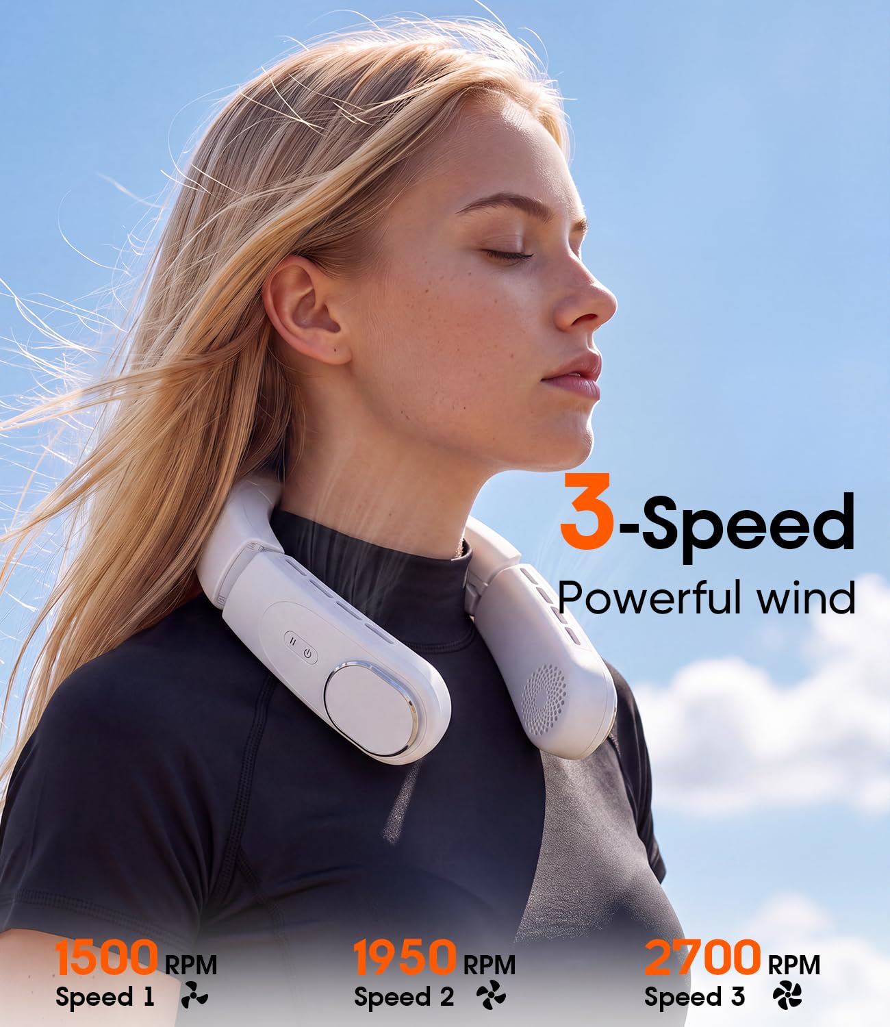 ChillGo Neck Fan, 4 Turbo Foldable Portable Fans - Personal Bladeless Fan