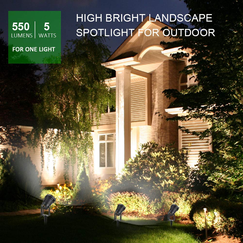 Romwish LED Landscape Spotlight 5W, Outdoor Landscape Lighting 120V Plug-in, 550LM Waterproof LED Landscape Lights, Landscape Spot Lights for Yard