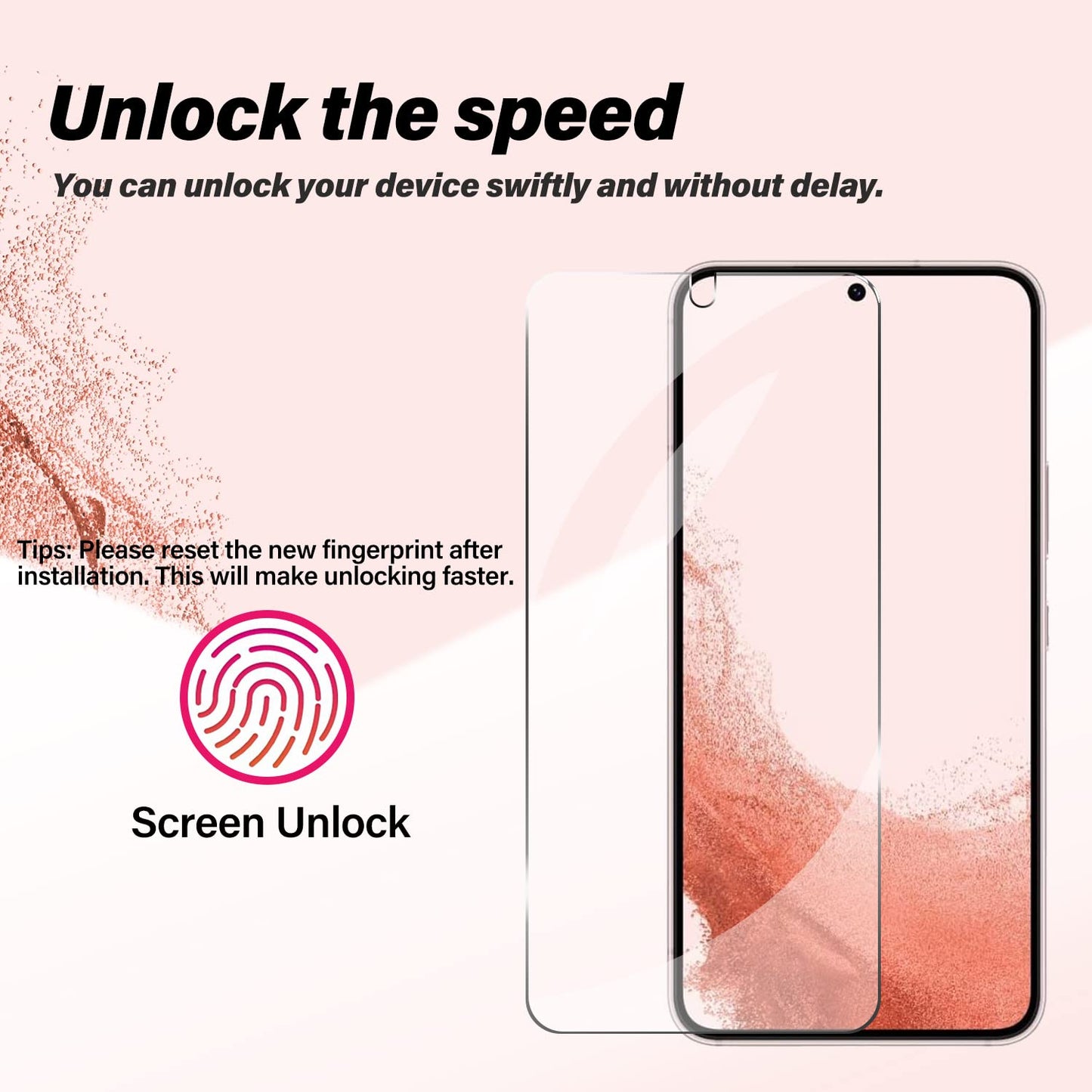 Galaxy S22 Tempered Glass Screen Protector + Camera Lens Protector [ 2 + 2 Pack ][Case Friendly] [Anti-Scratch] [Ultrasonic Fingerprint Unlock] Clear
