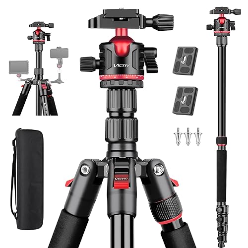 78" Porfessional Tripod for Camera, Victiv Aluminum Camera Tripod Monopod for DSLR, Spotting Scope,Telescope, Binoculars, Compact Heavy Duty Camera