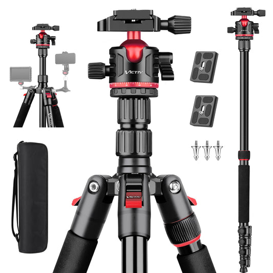78" Porfessional Tripod for Camera, Victiv Aluminum Camera Tripod Monopod for DSLR, Spotting Scope,Telescope, Binoculars, Compact Heavy Duty Camera