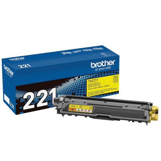 Brother Genuine Standard Yield Toner Cartridge, TN221Y, Replacement Yellow Color Toner, Page Yield Up to 1,400 Pages, Amazon Dash Replenishment