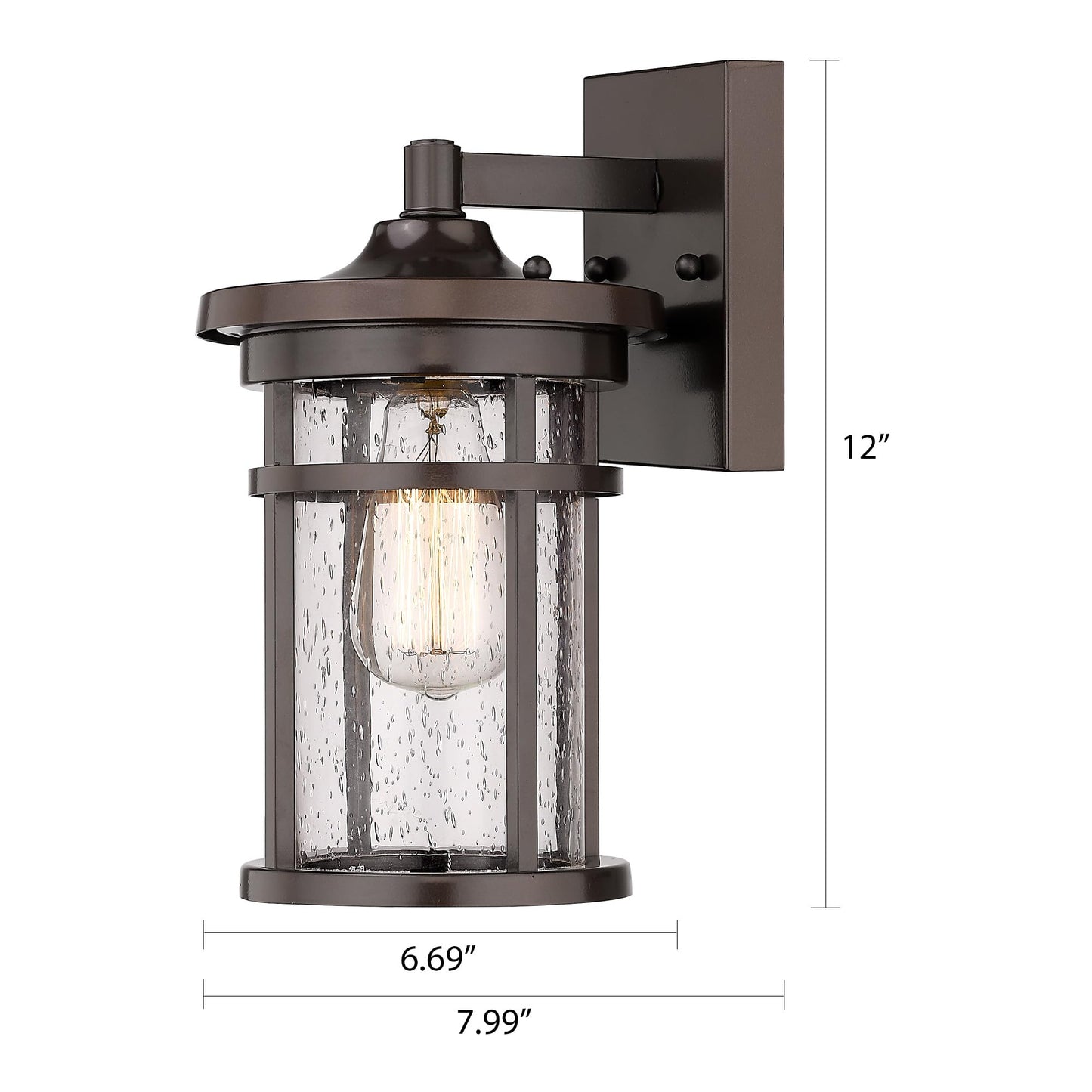 Casia Outdoor Wall Sconces, Exterior Lantern Lighting Fixture, Mounted Lights for Patio, Porch, Garden, Balcony (Bronze, 12" H-2Pack)