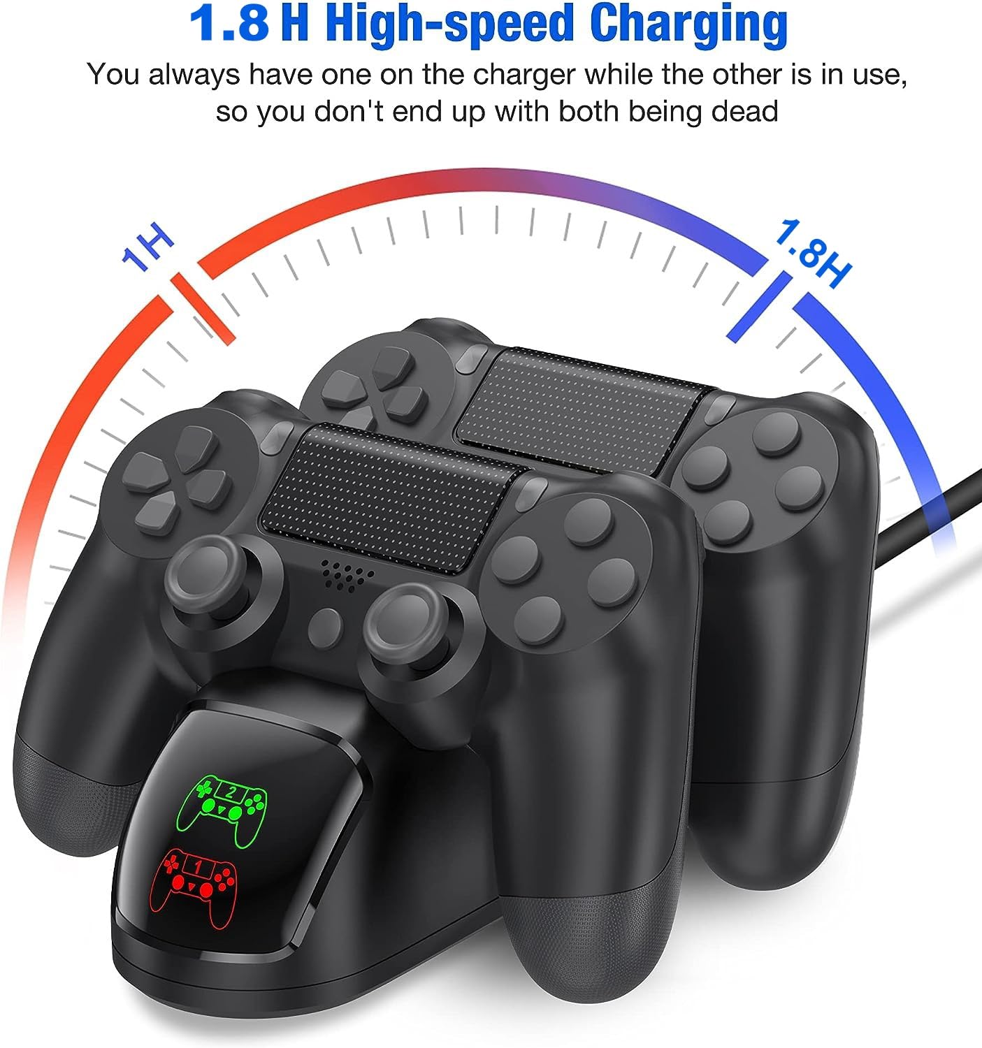 PS4 Controller Charger Dock Station with Charging Cable,1.8Hrs Fast Charge PS4 Remote Charging Station, Replacement for PlayStation 4 Dualshock 4