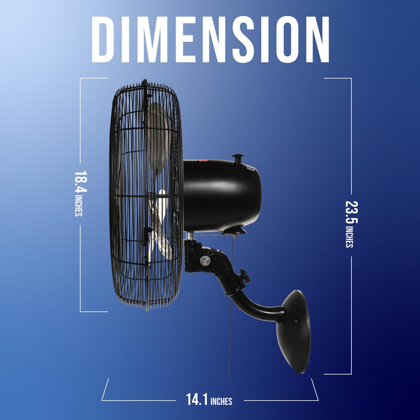 Tornado - 16 Inch Pro Series Oscillating Wall Mount Fan - High Velocity Heavy Duty Metal Wall Mount Fan for Industrial, Commercial, Residential,