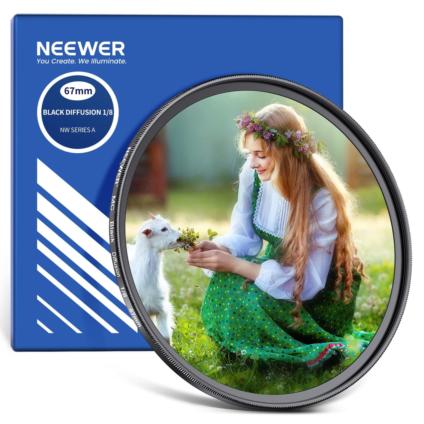 NEEWER 67mm Black Diffusion 1/8 Filter Soft Dreamy Cinematic Effect Filter Ultra Slim Water Repellent Scratch Resistant Optical Glass, Multi Nano