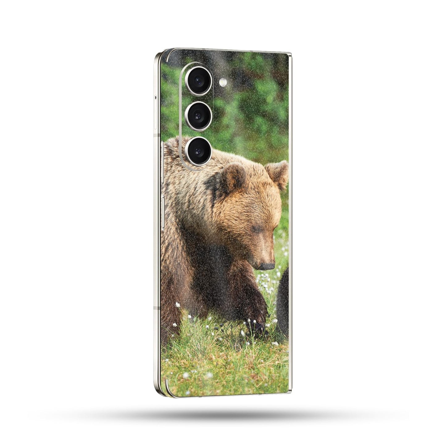 MightySkins Glossy Glitter Skin Compatible With Samsung Galaxy Z Fold 5 Full Wrap - Grizzly | Protective, Durable High-Gloss Glitter Finish | Easy…