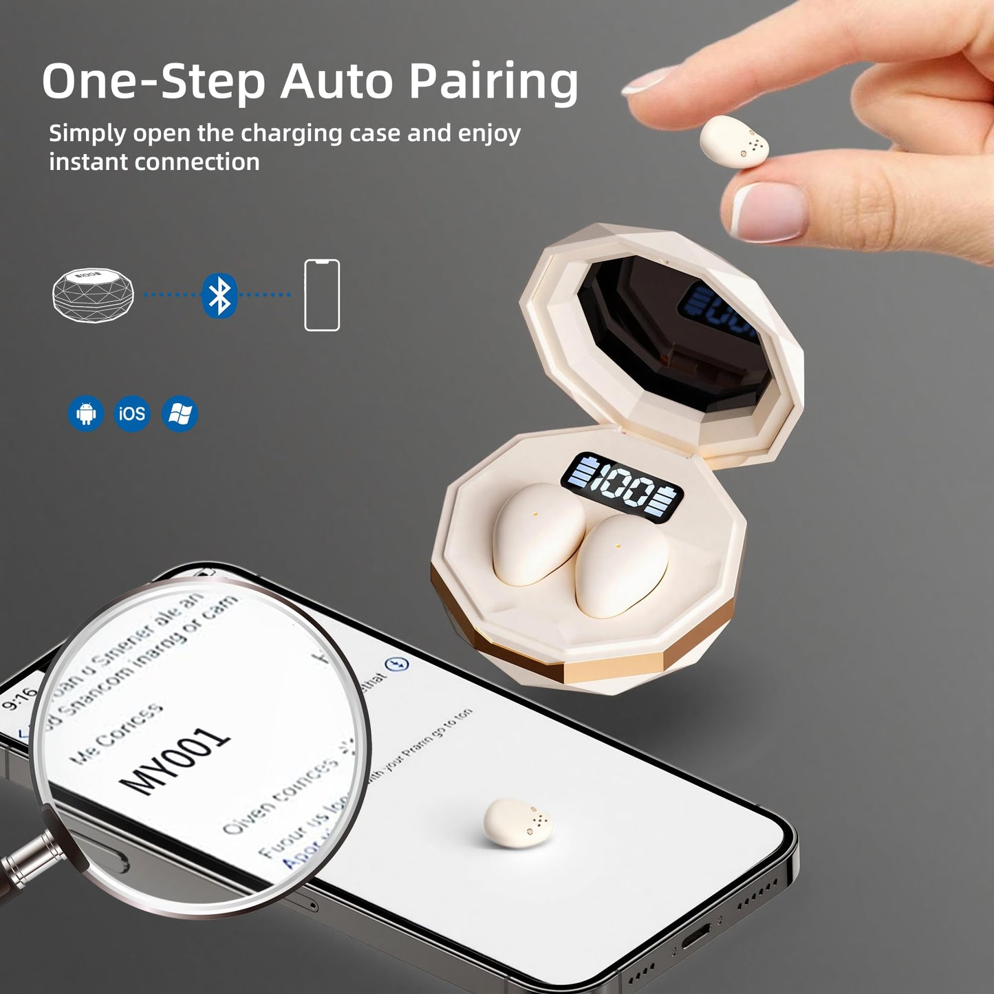 goazzzl Sleep Earbuds for Side Sleepers,Mini Invisible Wireless Earbuds for Small Ear Canals,Bluetooth 5.4, 40H Battery,Noise Blocking,Waterproof,LED