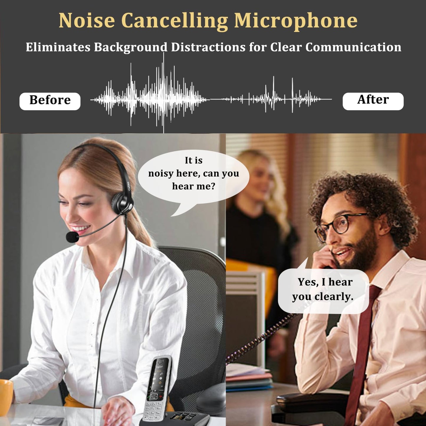 Callez 2.5mm Cordless Phone Headset with Microphone, Telephone Headphone Compatible with Uniden Panasonic VTech AT&T Cisco SPA RCA Dect Cordless