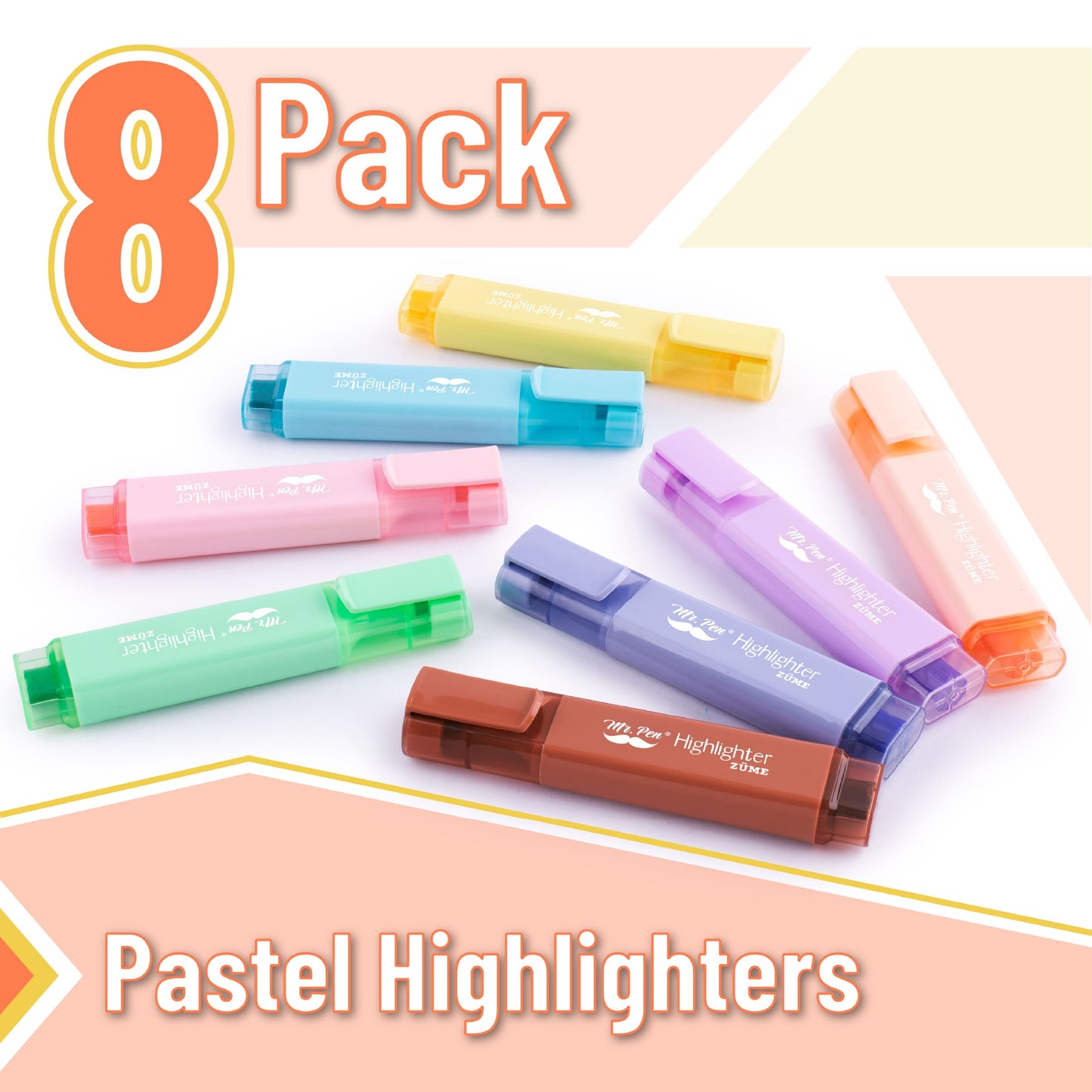 Mr. Pen- Pastel Highlighters, 8 Pack, Highlighters with Firm Chisel Tip