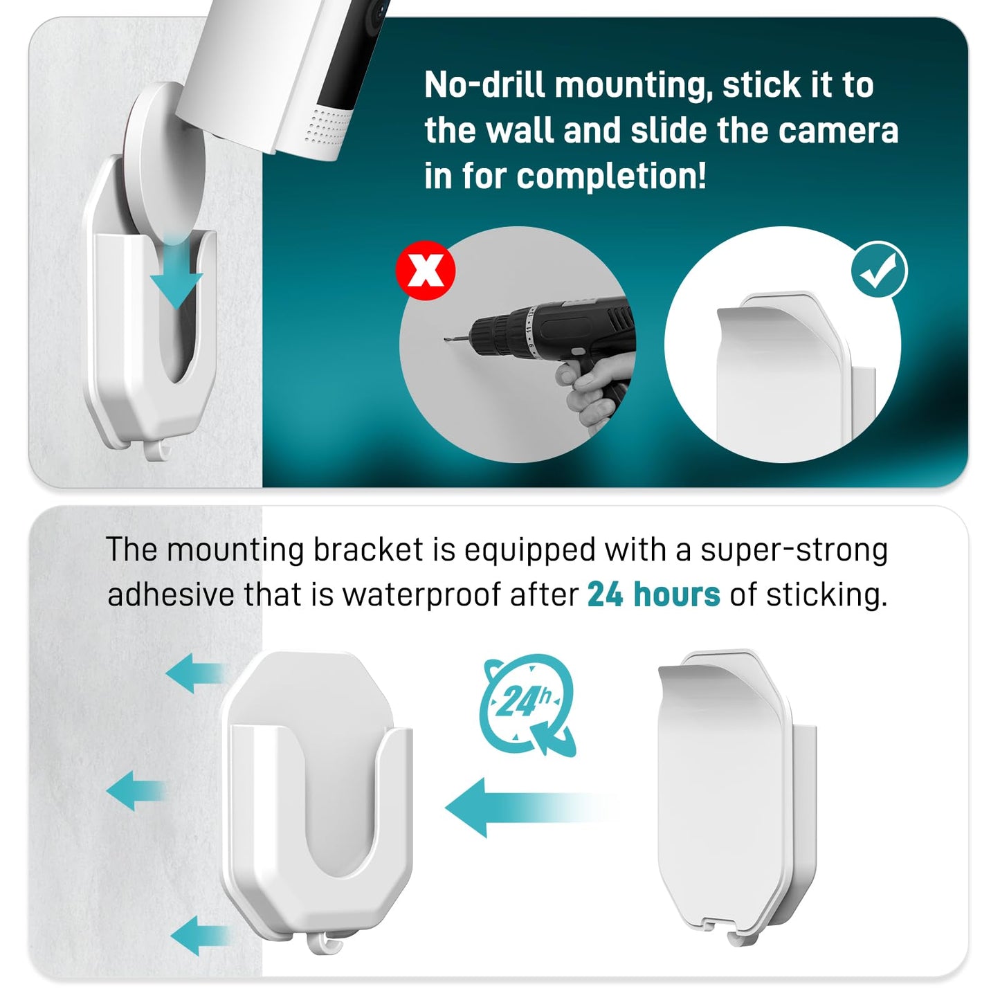 (3Pack) Ring Indoor Camera Wall Mount Bracket Compatible with Ring Indoor Cam/Ring Indoor Cam Plus/Mini 2K ?Indoor Camera Adhesive No Drill No Screws