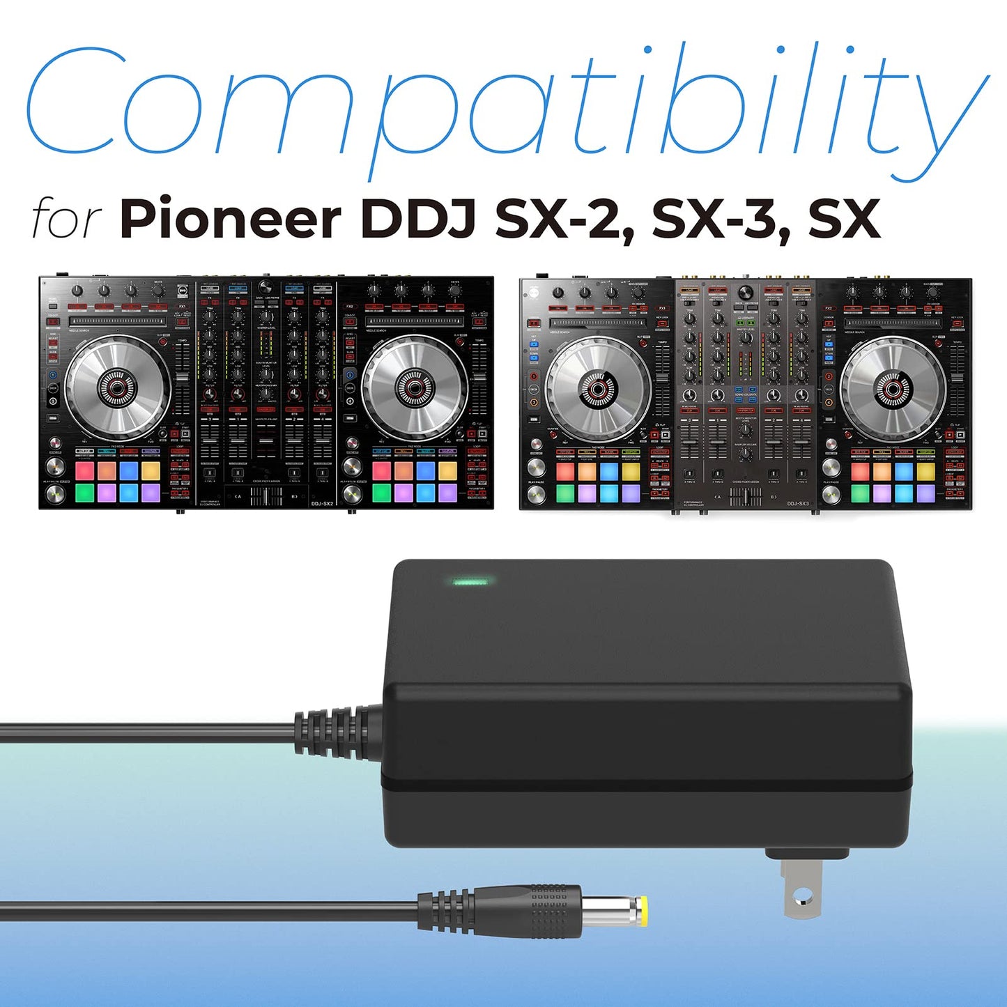 ANTOBLE DJ Controller Power Supply for Pioneer Pro DDJ-SX3 DDJ-SX2 DJJ-SX1 Charger, 5V 3A DJ Controller Power Cord Compatible with Pioneer DDJ-SX…