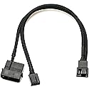 CRJ 4-Pin Molex High Power PC Fan Adapter Cable - 10-inch (25cm), Black Sleeved - High Current 12V Power Adapter from a 4-Pin Peripheral ATX Connector