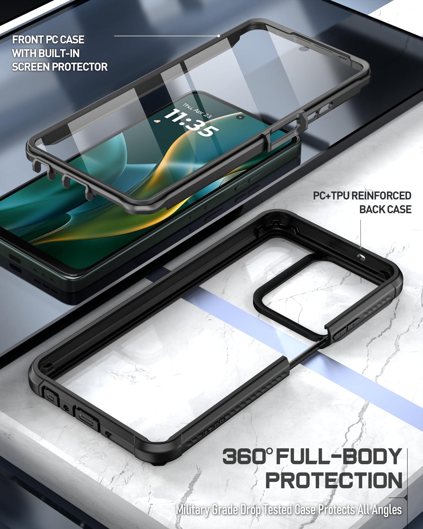 Poetic Guardian Case for Motorola Moto G Power 2022, [20FT Mil-Grade Drop Tested], Full-Body Hybrid Shockproof Bumper Cover with Built-in Screen