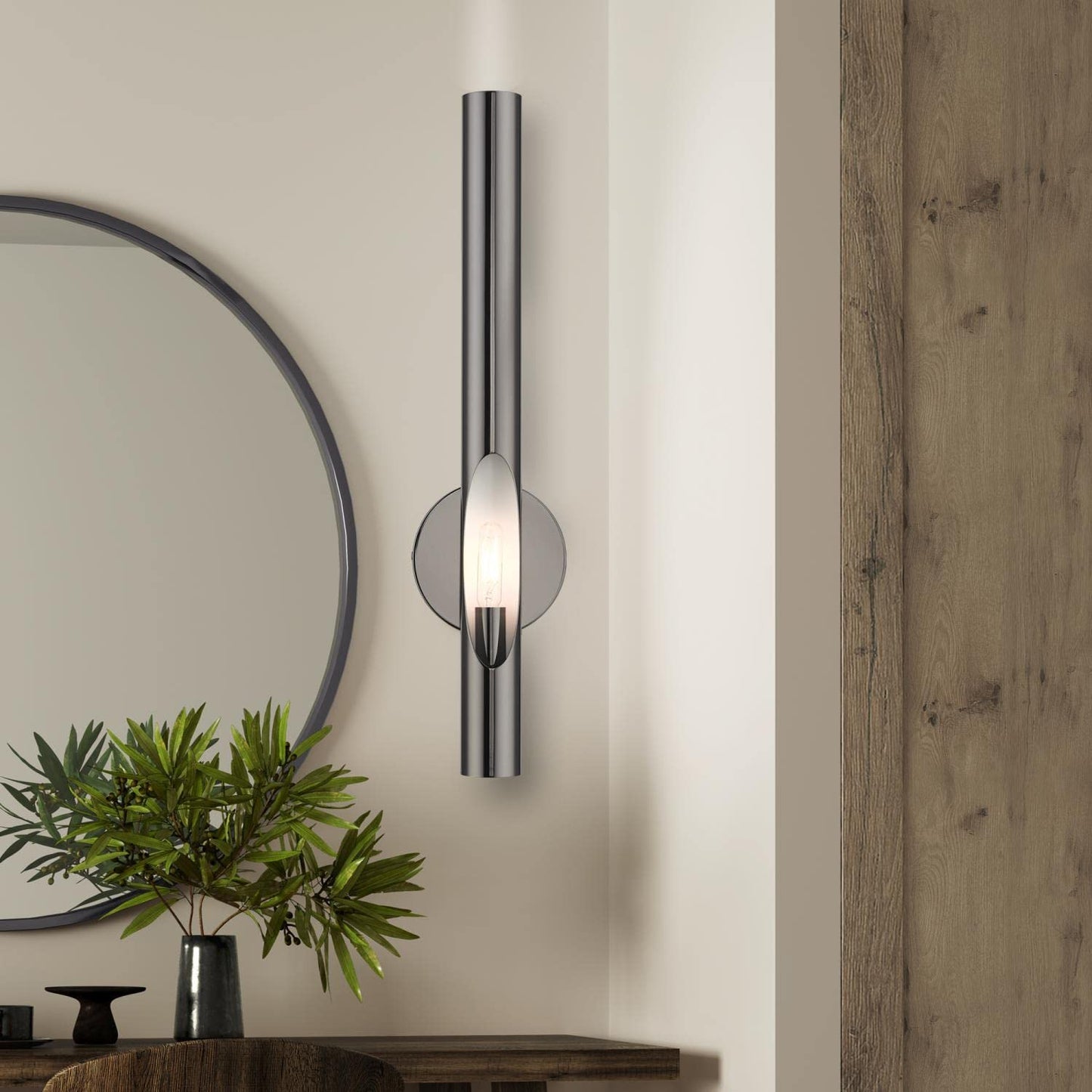 Livex Lighting Acra 1 Light Wall Sconce Black Chrome Finish, 5.13 x 22