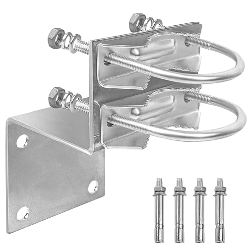 XRDS-RF Antenna Pole Mount Kits, Antenna Pole Mount Bracket with Double U-Bolts Clamp V Jaw Bracket for Outside Home Antenna Pole Holder