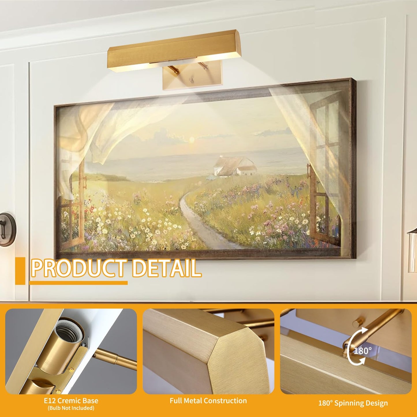 senroyal Picture Light Fixture, 15.75 inch Modern Painting Light, Full Metal Art Light for Display, Wall, Picture Frame, Painting Frame, Gallery