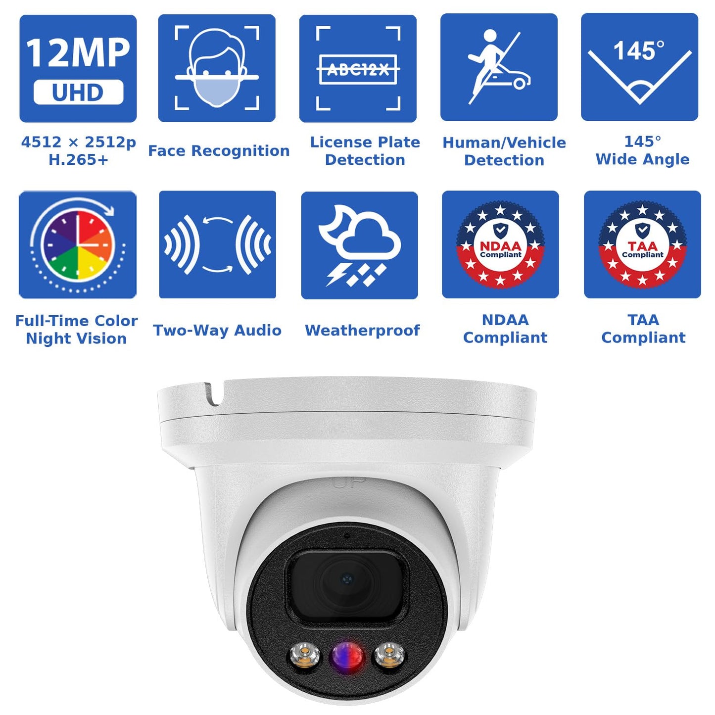 GW Security UltraHD 12MP 6K Full Time Color Night Vision 32 Channel Security Camera System with (8) Bullet and (8) Dome 12MP (4512x2512P) PoE 2-Way