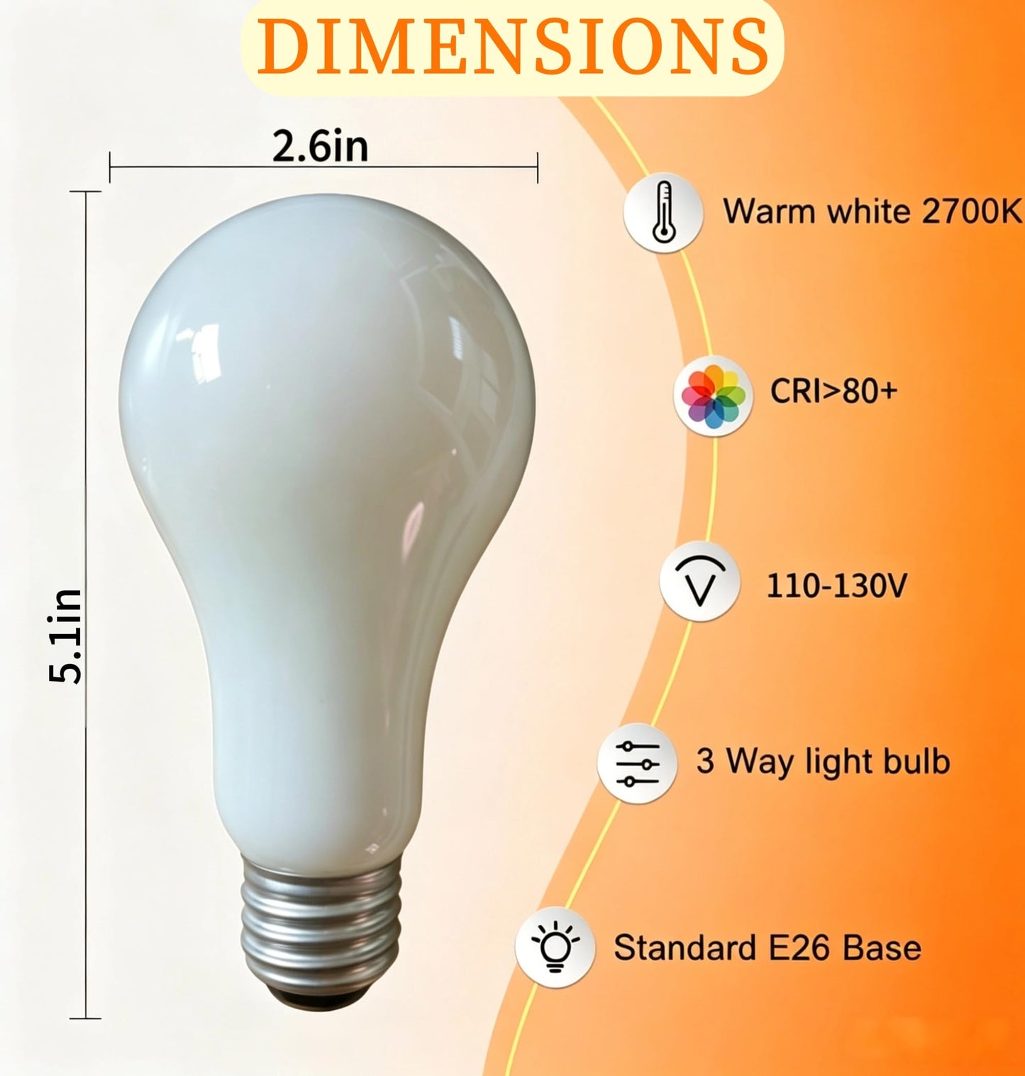 MOAKRIN 3-Way Light Bulbs, Three Way Bulb,70/170/240 Watt Equivalent, Soft White 2700K, Incandescent A19 Light Bulb? E26 Medium Base (6PACK)