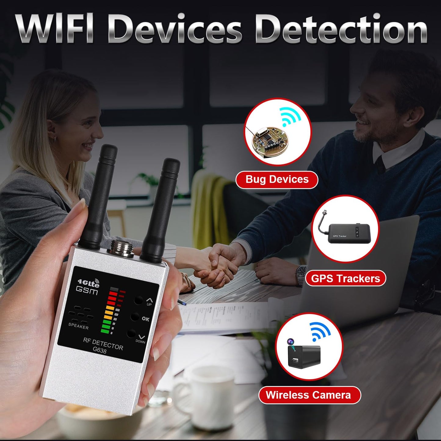 Professional Multi-Function Camera Detector with 10 Level Sensitivity for Hotel, Office,Car