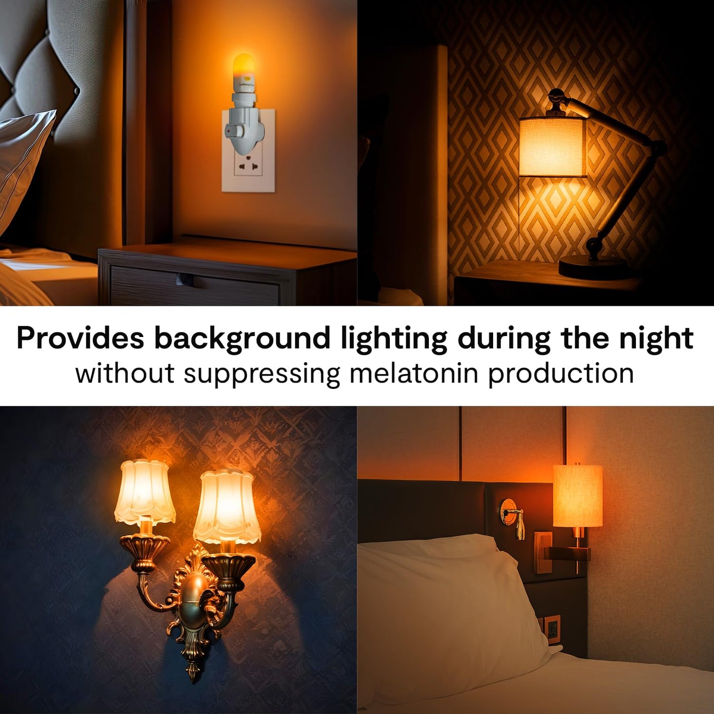LowBlueLights Amber Night Light Bulb, E12 Candelabra LED (120V, 0.5W)