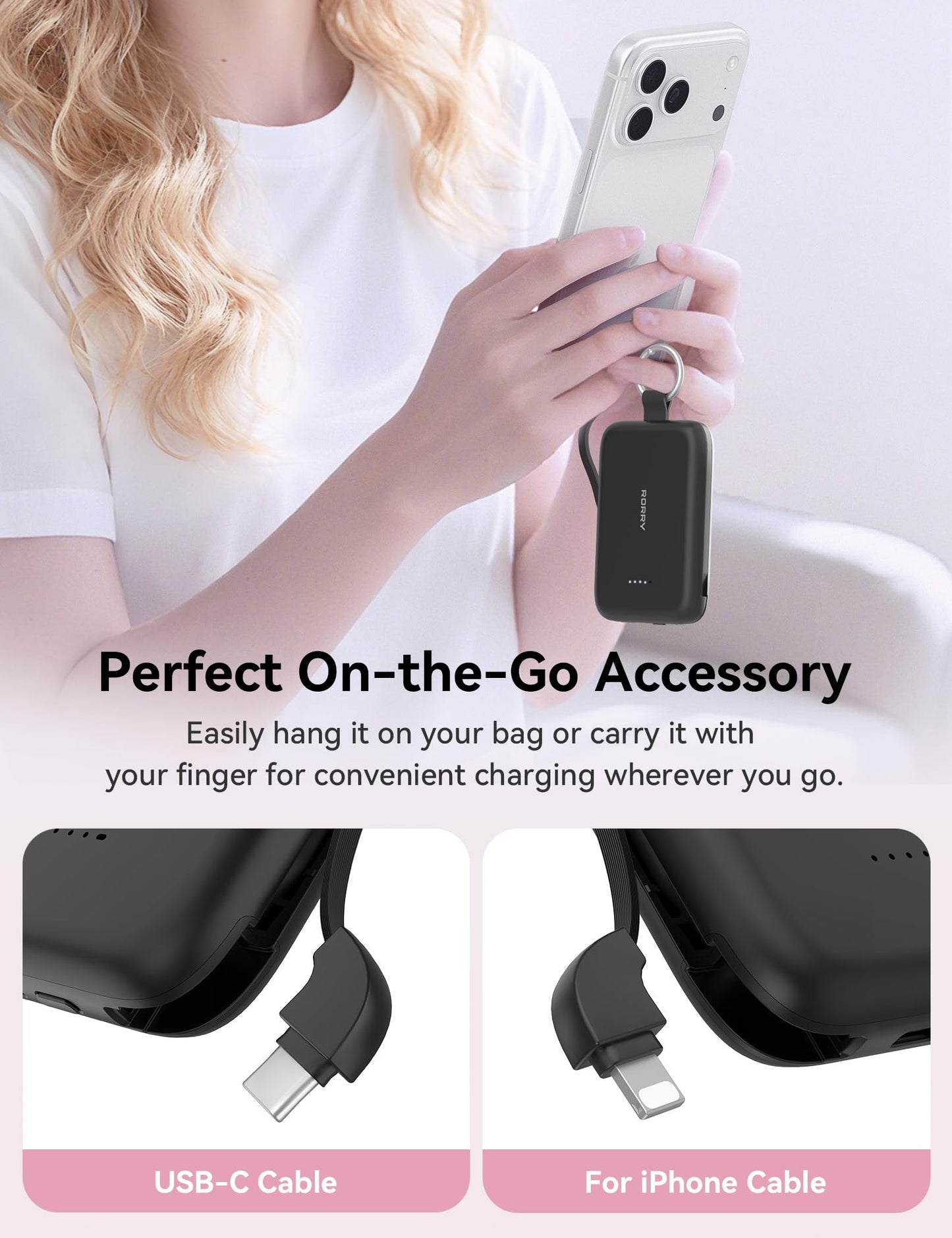 RORRY CharmGo Portable Charger 30W PD 10000mAh Power Bank Fast Charging